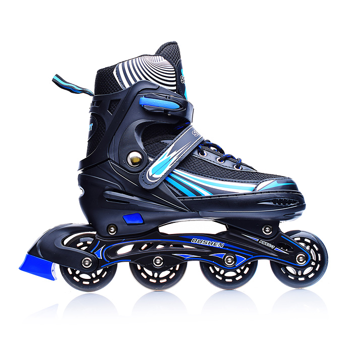 Роликовые коньки U001754Y раздвижные, PU колёса, черно-голубые, размер L, в сумке