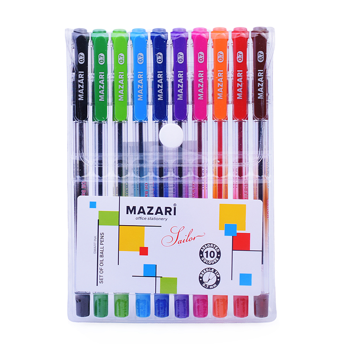 Набор ручек шариковых "Sail", 10 цв.(ассорти), серия Smart Ink, чернила на масляной основе (Индия), 