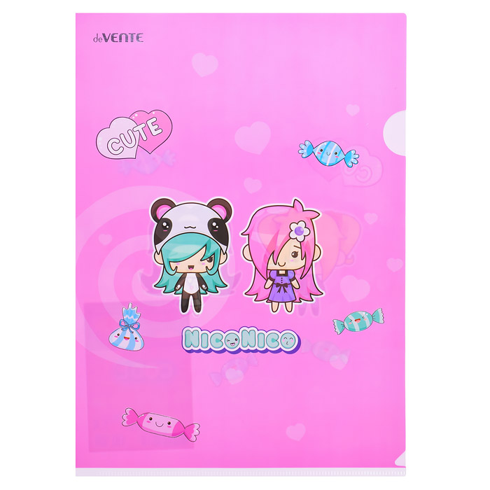 Папка-уголок "NicoNico" A4 (220x310 мм) 180 мкм, непрозрачная с рисунком, тиснение фольг
