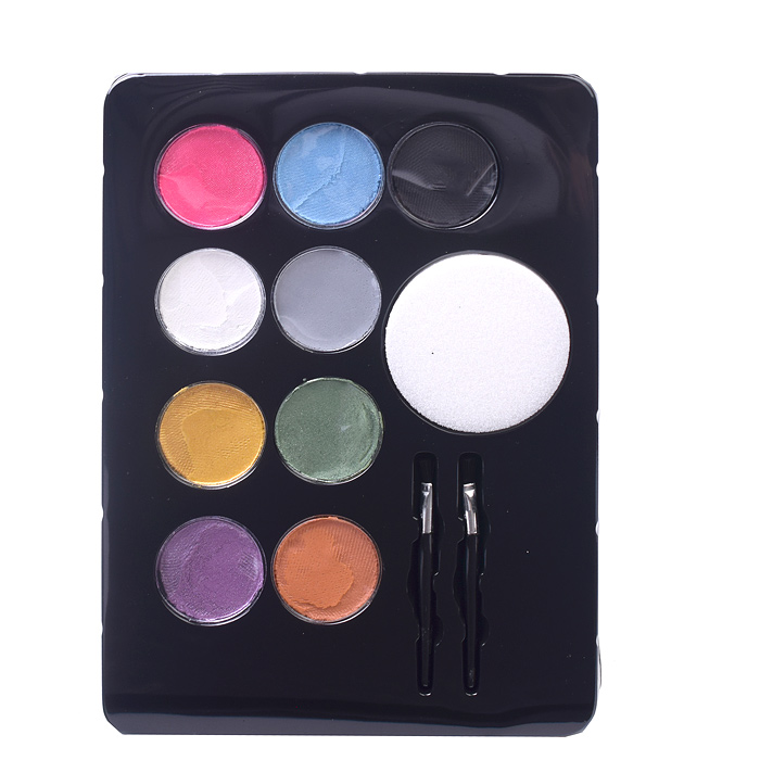 Набор для грима лица и тела, краски на водной основе (8 цветов металлик + 1 классический цв