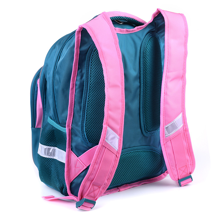 Рюкзак "Котик" 2 отд. молния,  для девочек, 20 л. бирюзовыйЮ, 42х31х16см.