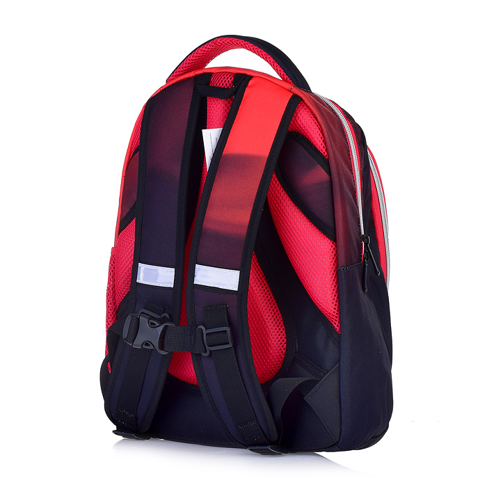 Рюкзак облегченный "Красная машина" с анатомической спинкой, 2 отделениями на молнии, на каждой 