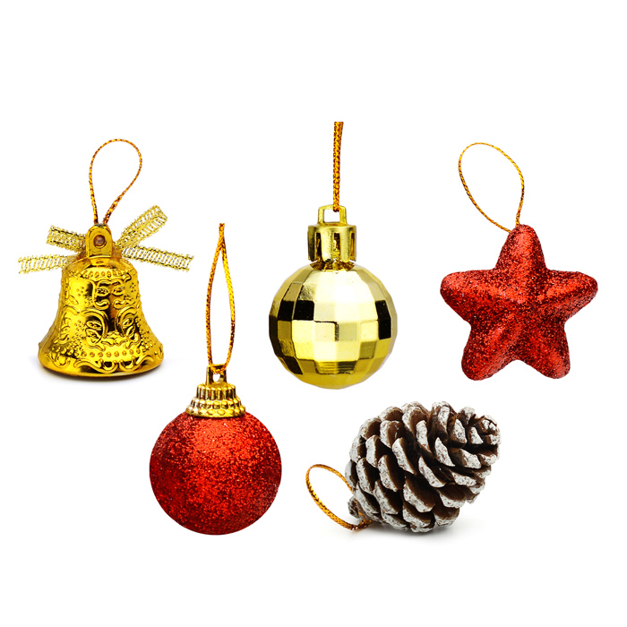 Набор новогодних украшений S1603 "Красочный" (3см.* 24шт.) 