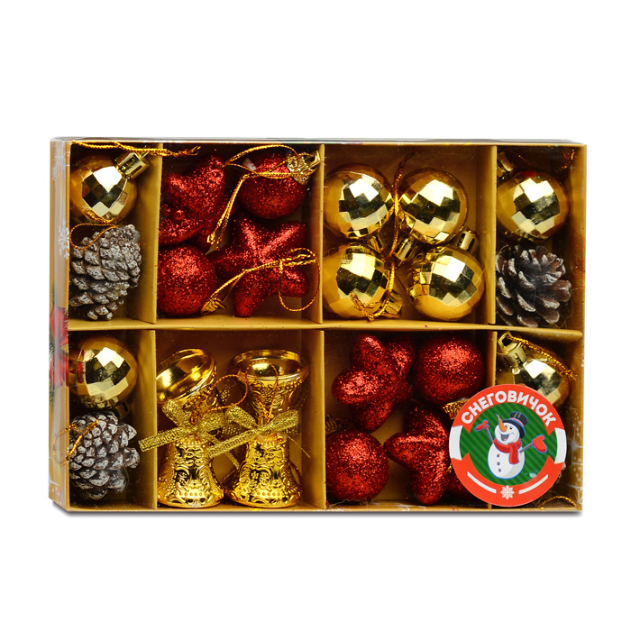 Набор новогодних украшений S1603 "Красочный" (3см.* 24шт.) 