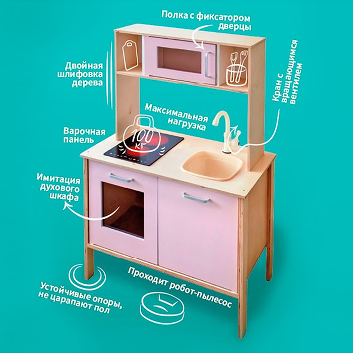 Кухня, розовый фасад