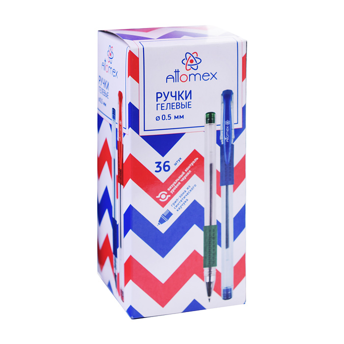Ручка гелевая "Attomex" d=0,5 мм, прозрачный корпус с металлическим наконечником и каучуковым держат