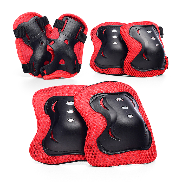 Фото к товару Ролики детские, M с комплектом защиты, цвет красный/синий с белым Ролики детские, M с комплектом защиты, цвет красный/синий с белым