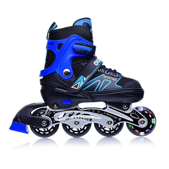 Роликовые коньки U001752Y раздвижные, PU колёса со светом, размер M, черно-синие, в сумке