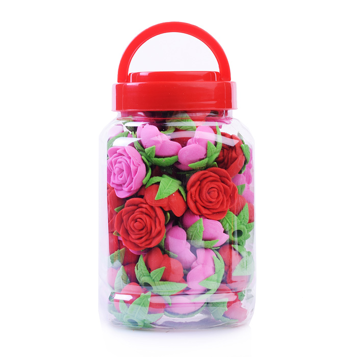 Ластик  "Роза" термопластичная резина, в банке , микс цвета, можно использовать как счетный материал