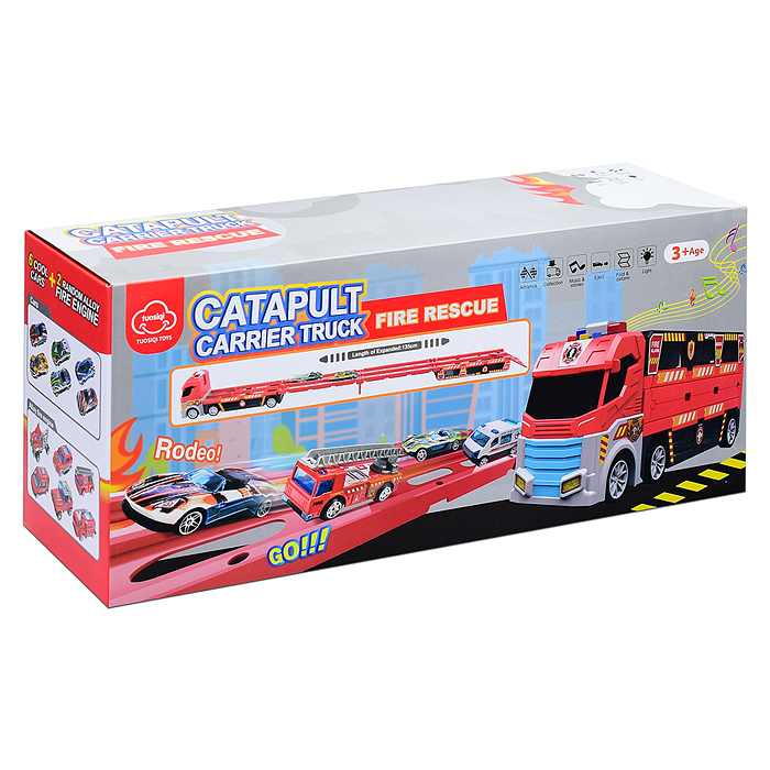 Машина T908A "Трейлер-катапульта" в коробке (красный)