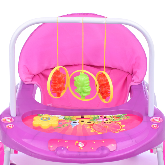 Ходунки 902-A-5 с подвесными игрушками и музыкальным цветком (розовый) пакете