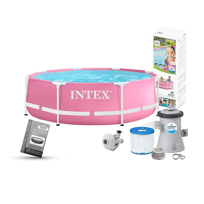 Бассейн каркасный Metal Frame Pool, с фильтром, розовый, от 6 лет, 28292NP INTEX