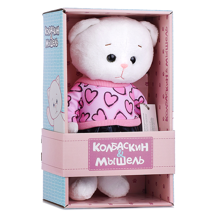 Мышель в розовом свитшоте и чёрной юбочке, 20 см, в коробке