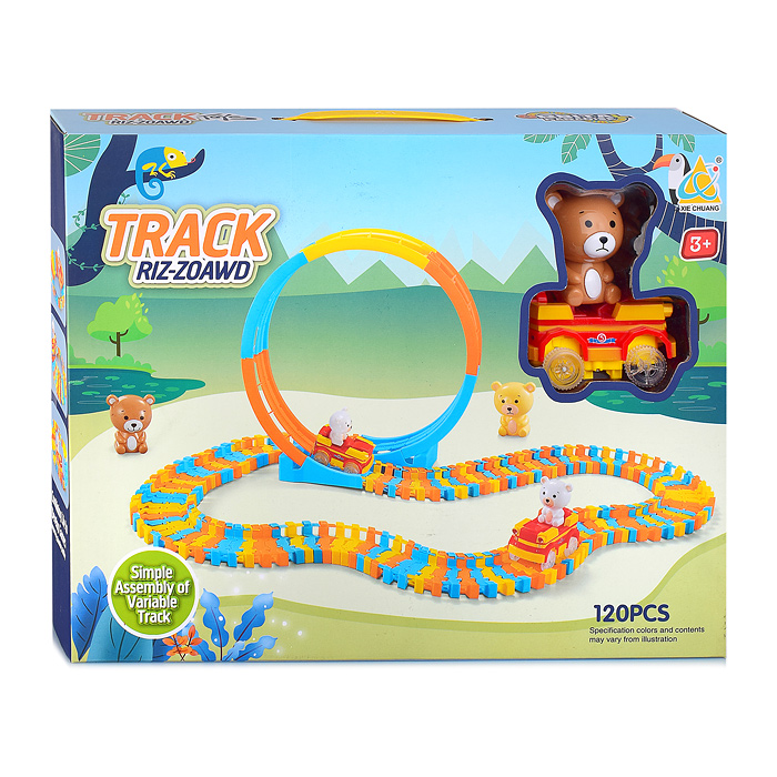 Автотрек гибкий XC296D "Медвежьи гонки" (120 дет.) в коробке