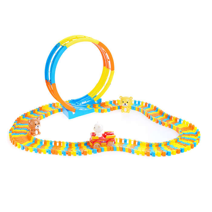 Автотрек гибкий XC296D "Медвежьи гонки" (120 дет.) в коробке