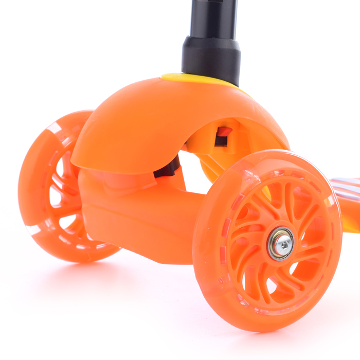 Самокат U038265Y 3-х кол., оранжевый, светящиеся колёса, PU, ABEC 7, в коробке