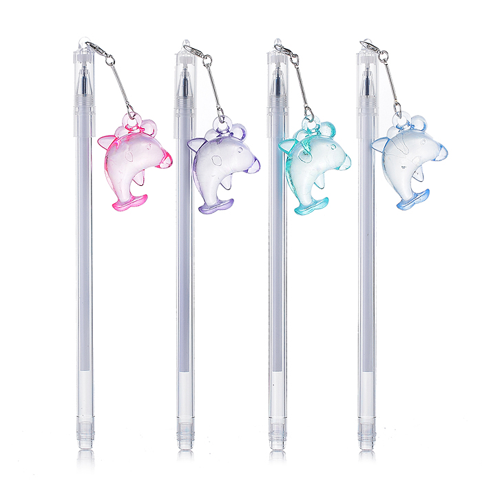 Ручка гелевая синяя 0,5  с подвесом "Дельфин"