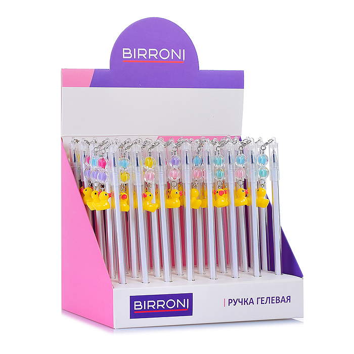 Ручка гелевая синяя 0,5 с подвесом "Уточка"