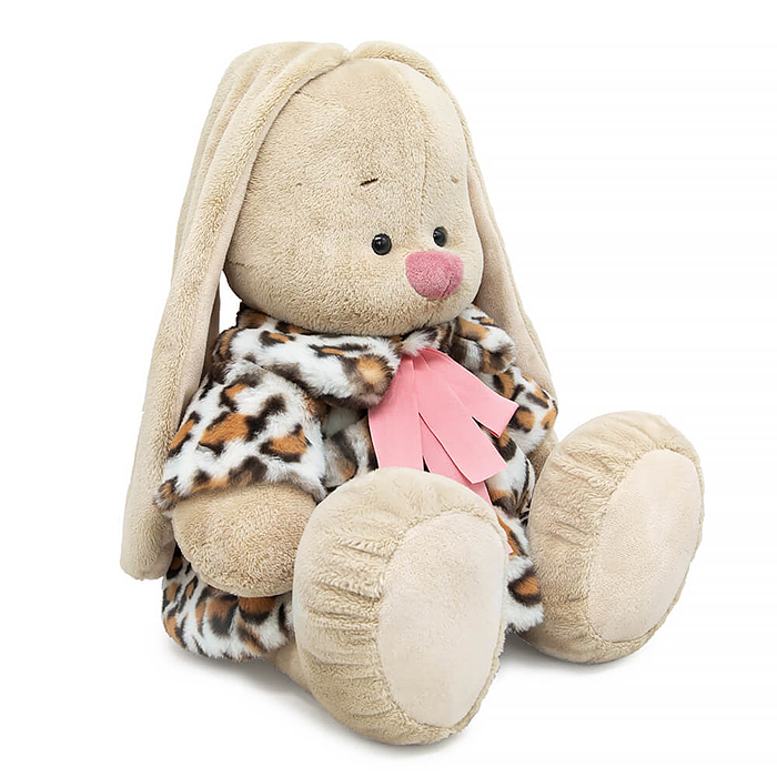 Зайка Ми Большой в шубе с леопардовым принтом