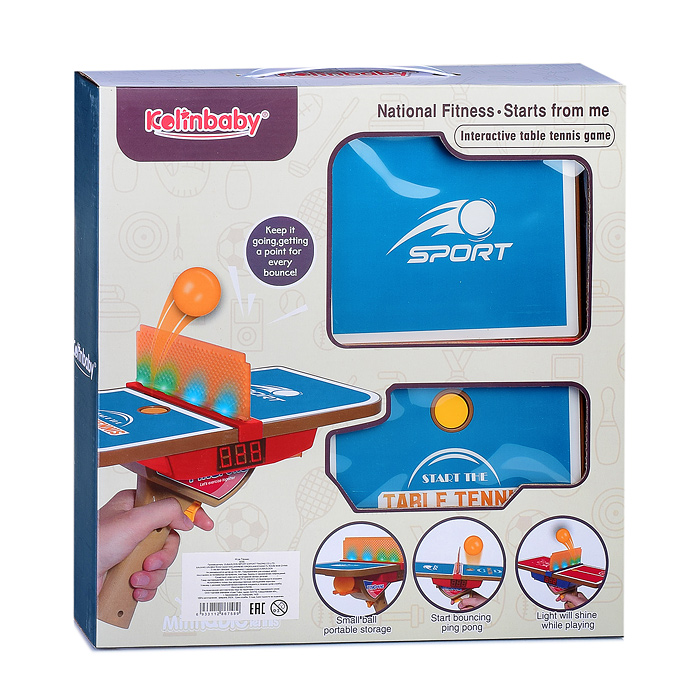Мини стол 909E Теннис с подсветкой и счетом, в коробке
