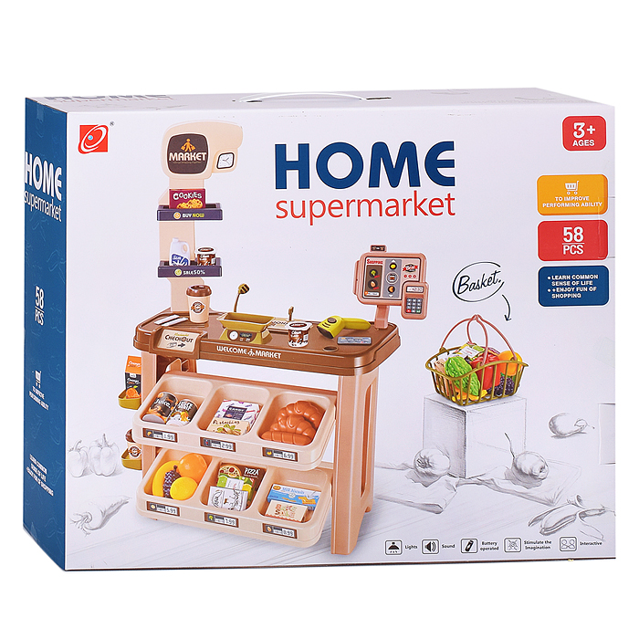 Игровой набор супермаркет 668-113 "Эконом" (58 предметов) в коробке