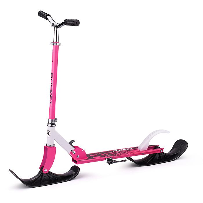 Самокат-снегокат R0181.PK с изогнутой ручкой (розовый)