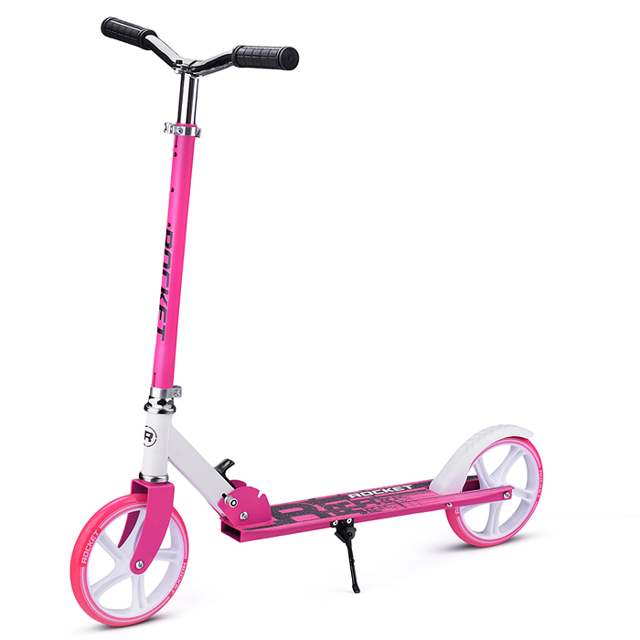 Самокат-снегокат R0181.PK с изогнутой ручкой (розовый)