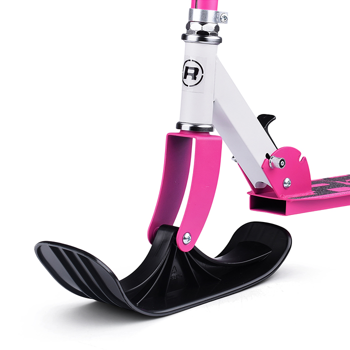 Самокат-снегокат R0181.PK с изогнутой ручкой (розовый)