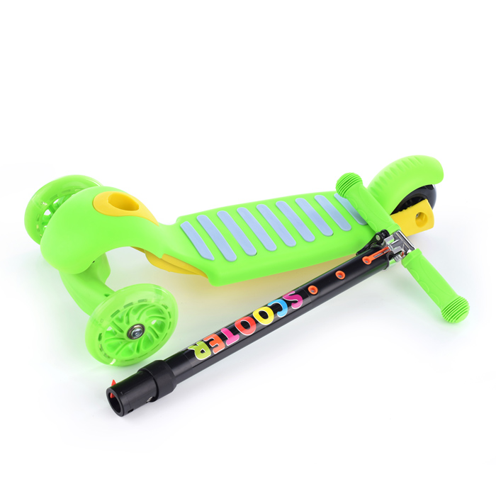 Самокат U038260Y 3-х кол., зелёный, светящиеся колёса, PU, ABEC 7, в коробке