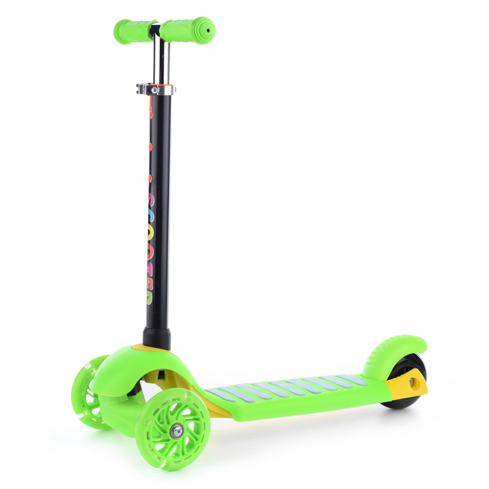 Самокат U038260Y 3-х кол., зелёный, светящиеся колёса, PU, ABEC 7, в коробке