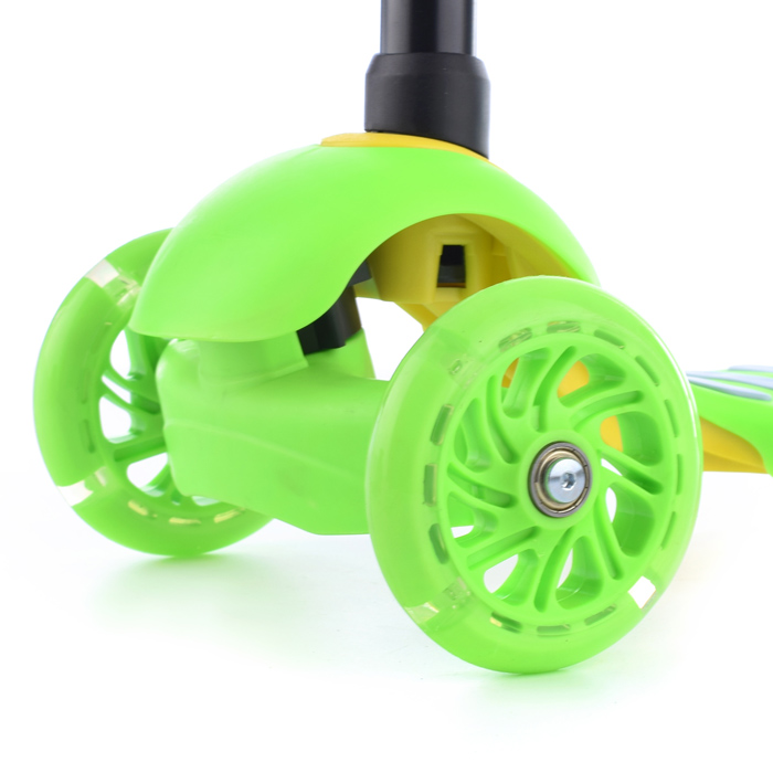 Самокат U038260Y 3-х кол., зелёный, светящиеся колёса, PU, ABEC 7, в коробке