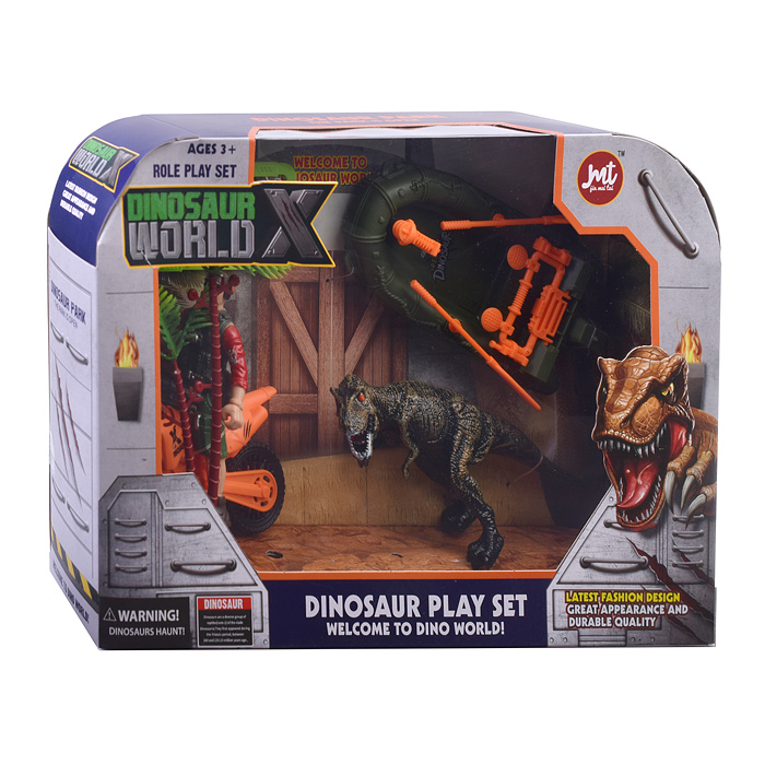 Фото к товару Набор динозавров C1-1 "Юрский период" с фигуркой, динозавром, мотоциклом и лодкой в коробке Набор динозавров C1-1 "Юрский период" с фигуркой, динозавром, мотоциклом и лодкой в коробке