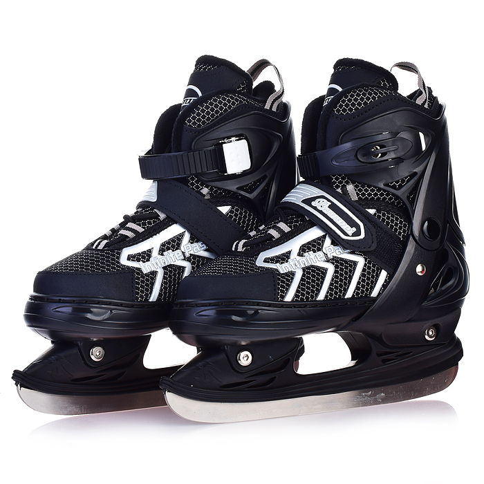 Коньки 00-3102 (размер М35-38) черные-белые, в сумке