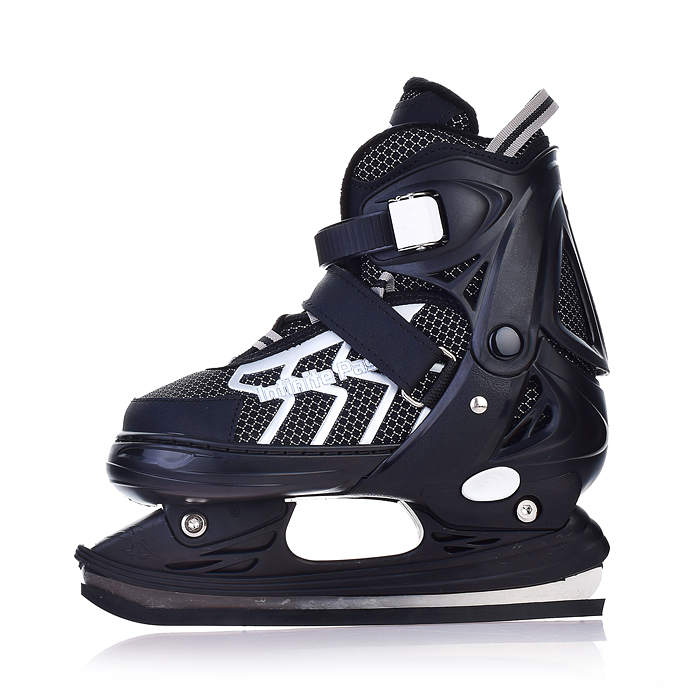 Коньки 00-3102 (размер М35-38) черные-белые, в сумке
