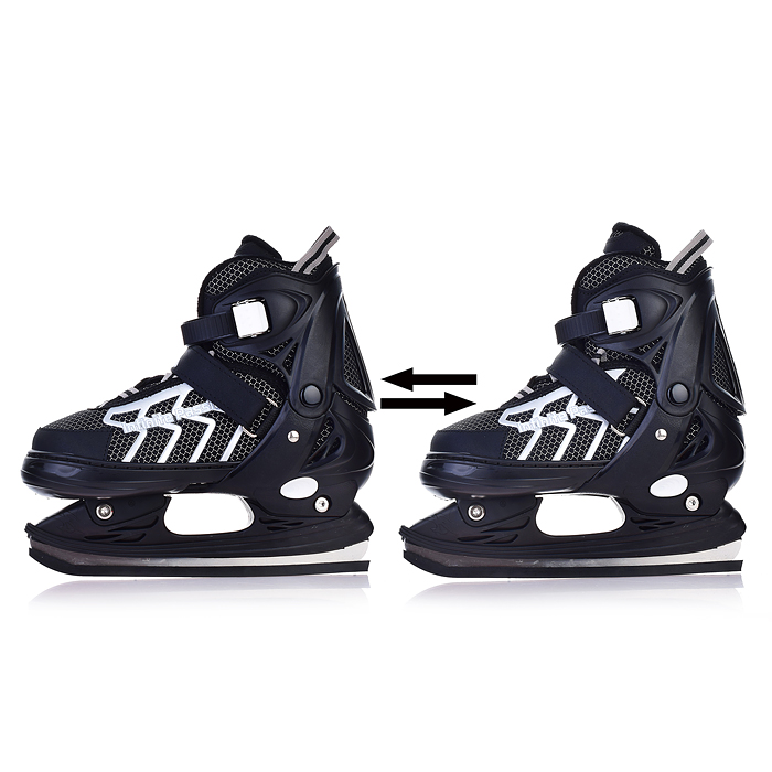 Коньки 00-3102 (размер М35-38) черные-белые, в сумке