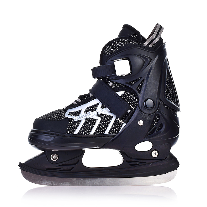 Коньки 00-3102 (размер М35-38) черные-белые, в сумке