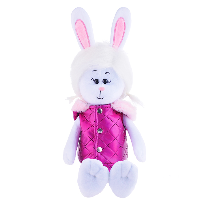 Зайка Зефирка, в жилетке, 25см 