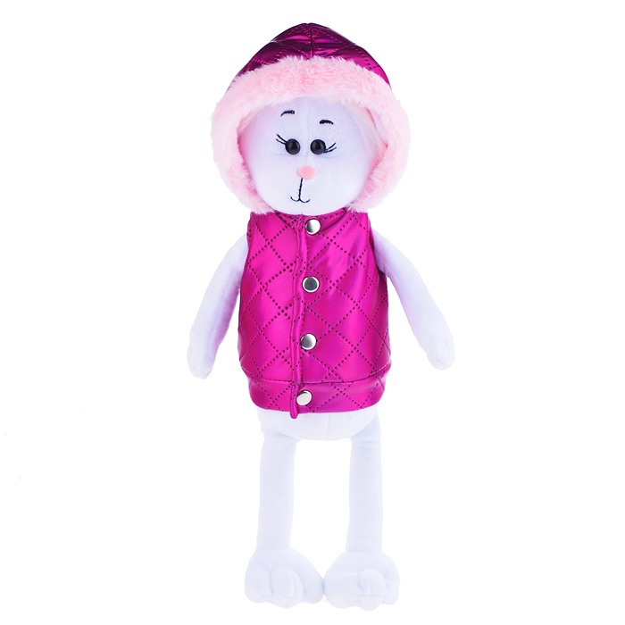 Зайка Зефирка, в жилетке, 25см 