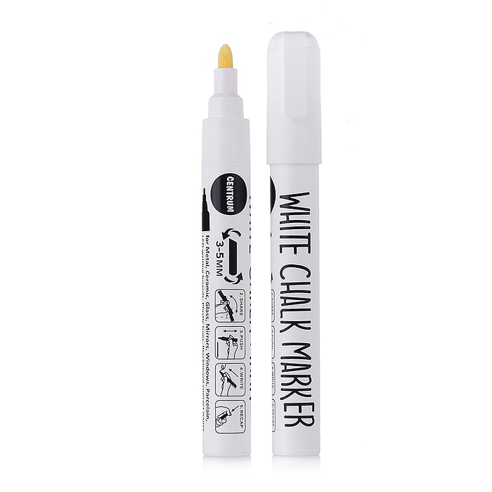 Маркер меловой белого цвета 3-5 мм, сменный наконечник конусообразный и круглый