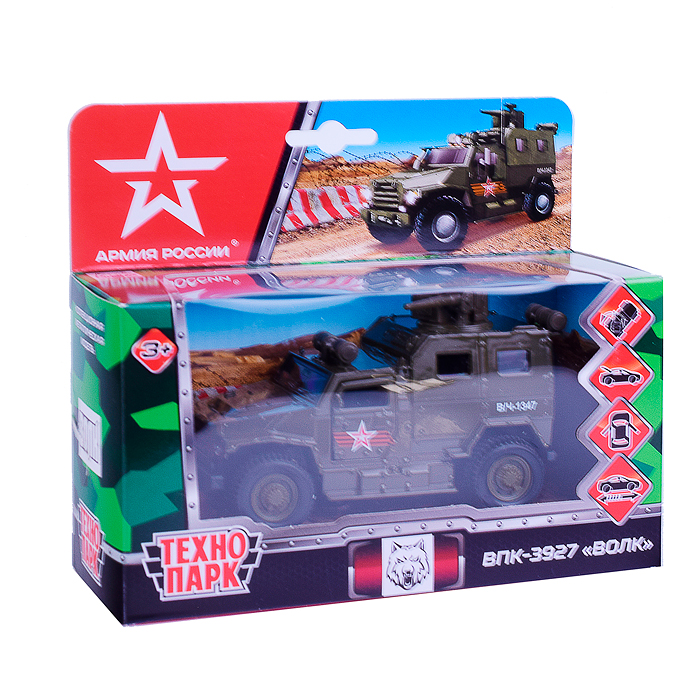 Фото к товару Машина металл Армия России, ВПК-3927 волк, 12 см, (дв, баг., под.дет.,) иннрц., в коробке Машина металл Армия России, ВПК-3927 волк, 12 см, (дв, баг., под.дет.,) иннрц., в коробке