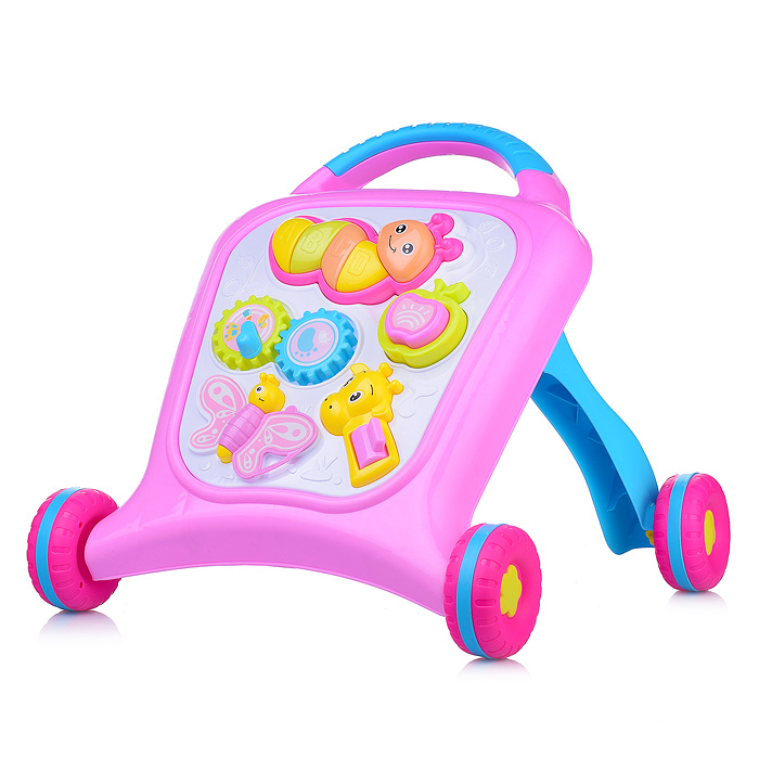 Ходунки 8773 "Милые животные" цвет розовый-голубой, свет, звук