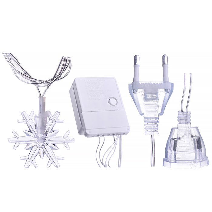 Фото к товару Электрогирлянда Снежинка, 9м, 100 ламп, холодный Электрогирлянда Снежинка, 9м, 100 ламп, холодный