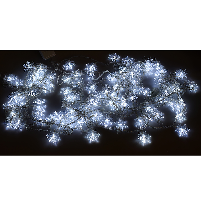 Фото к товару Электрогирлянда Снежинка, 9м, 100 ламп, холодный Электрогирлянда Снежинка, 9м, 100 ламп, холодный