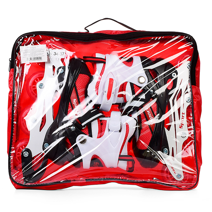 Ролики детские U011001Y размер S, черно-красные с белым