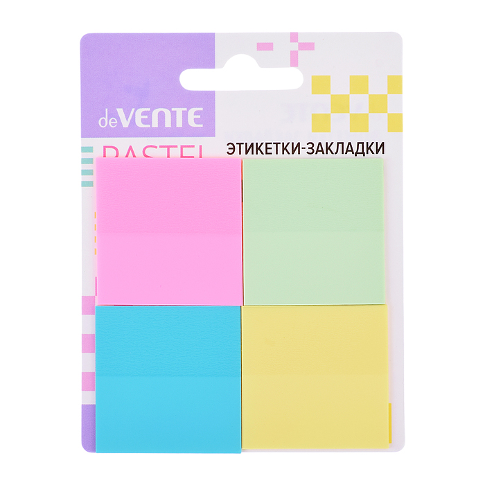 Набор самоклеящихся этикеток-закладок "Pastel" пластиковые полупрозрачные, 38x38 мм, 4x20 л