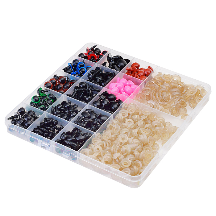 Фото к товару Набор для декорирования. Глазки и носики" пластиковый, 250 шт, тип крепления - винтовой с ф Набор для декорирования. Глазки и носики" пластиковый, 250 шт, тип крепления - винтовой с ф