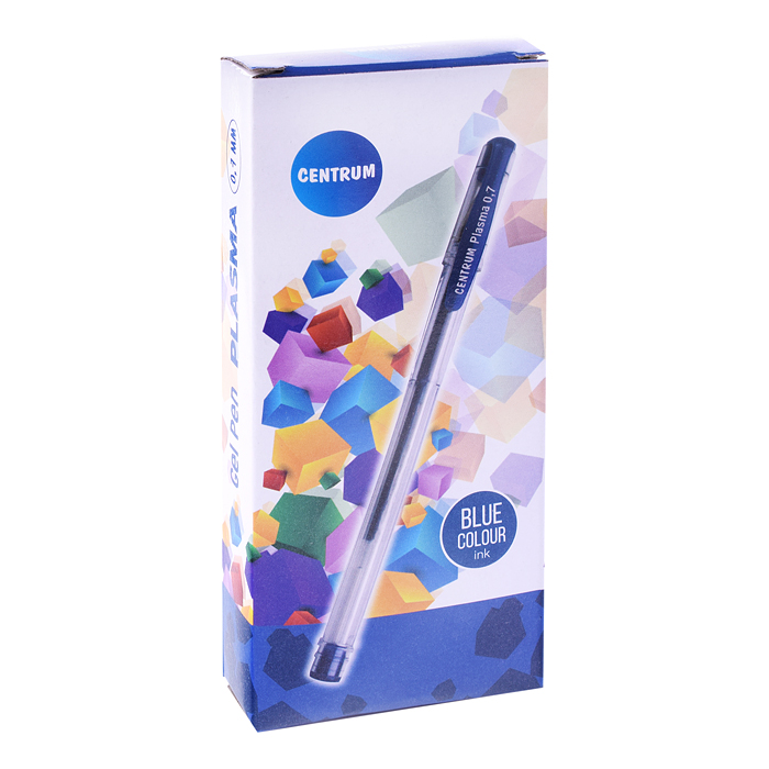 Ручка гелевая синяя "PLASMA" с металлическим наконечником 0,7 мм. в прозрачном корпусе, клип в