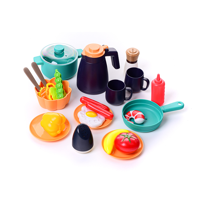 Игровой набор кухня 889-243 "Давай играть" (свет, звук) 55 предметов, в коробке