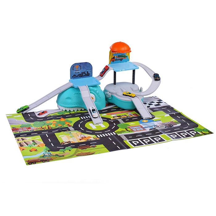 Автотрек 6625 "Дино: хранитель машин" (бирюзовый) в коробке