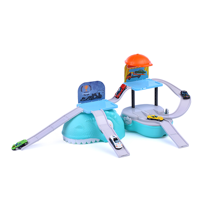 Автотрек 6625 "Дино: хранитель машин" (бирюзовый) в коробке
